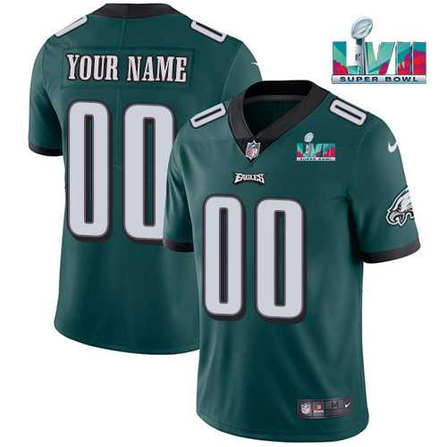 Men & Women & Youth Philadelphia Eagles Custom Green Super Bowl LVII Patch Vapor Untouchable Limited Stitched Jersey